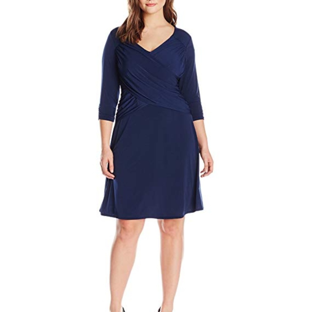 NY Collection Women's Plus Size Sleeve Cross Dress